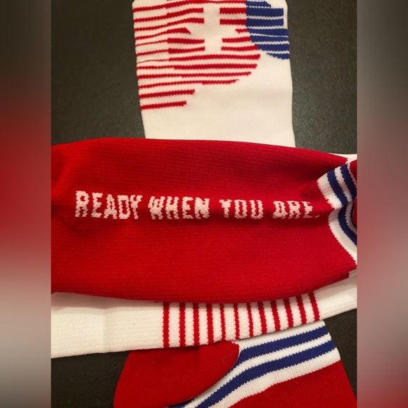 FIGS Compression Socks READY WHEN YOU ARE Red White Size Large NWOT - Picture 3 of 4